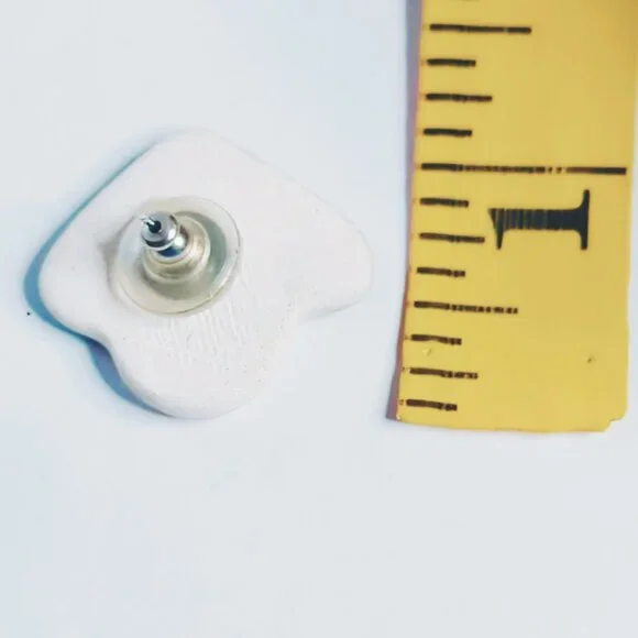 Vintage Ceramic Black White Cow Face Stud Earrings Novelty - Picture 2 of 4